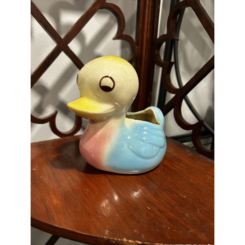 Vintage Ceramic Duck Planter ￼